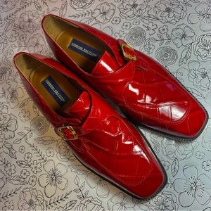 Men’s Giorgio Brutini Alligator Print Loafers sz 12 Red Buckle Gold Detail